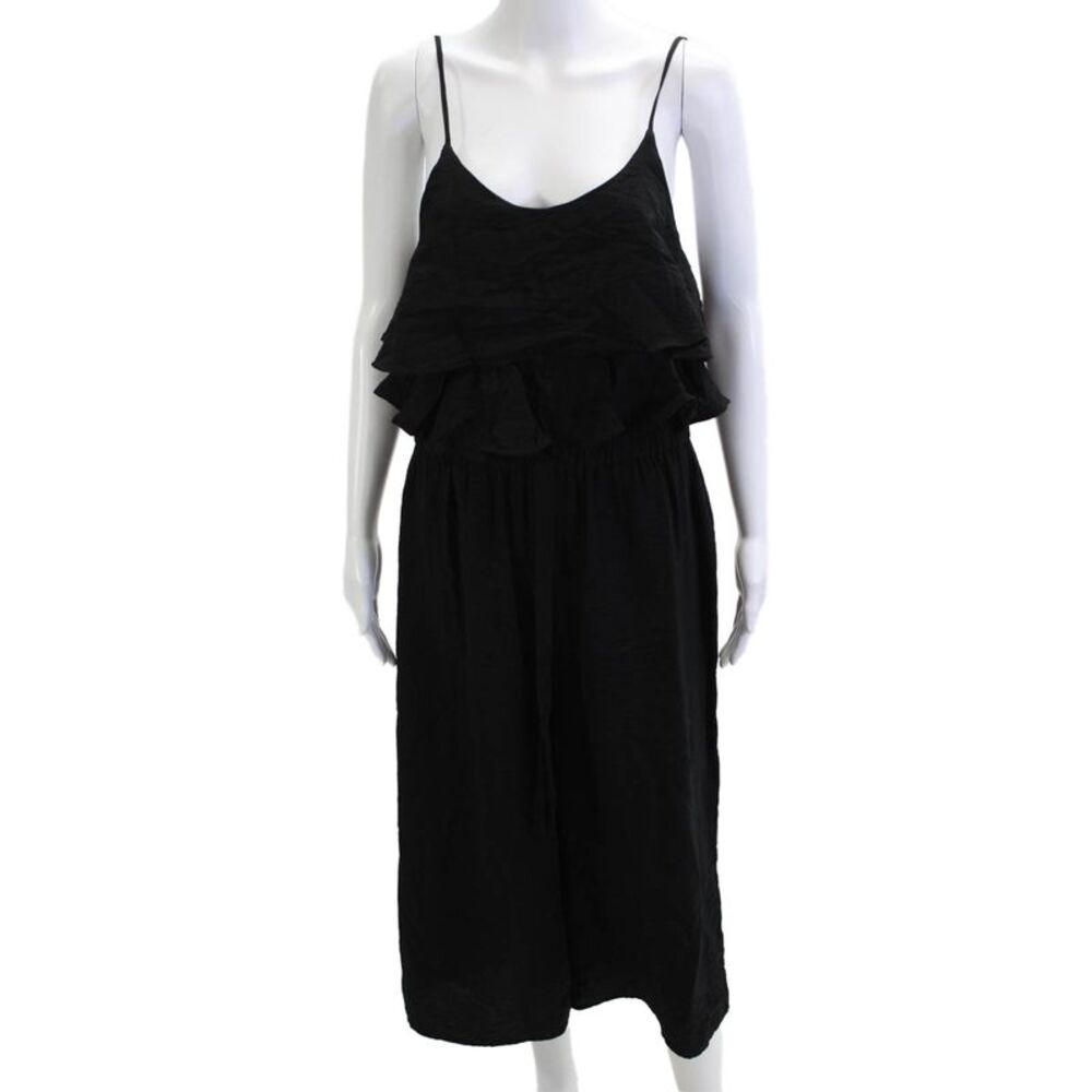 Hem & Thread Women Sleeveless Scoop Neck Jumpsuit Black Size L